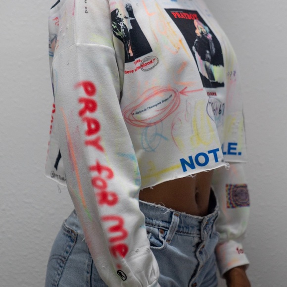 “PrayBoy” Women’s Crop Top Sweater handmade🔥🖼 - Picture 4 of 15